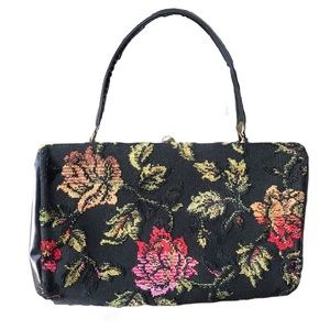 Vintage Carpet Embroidered Rose Purse